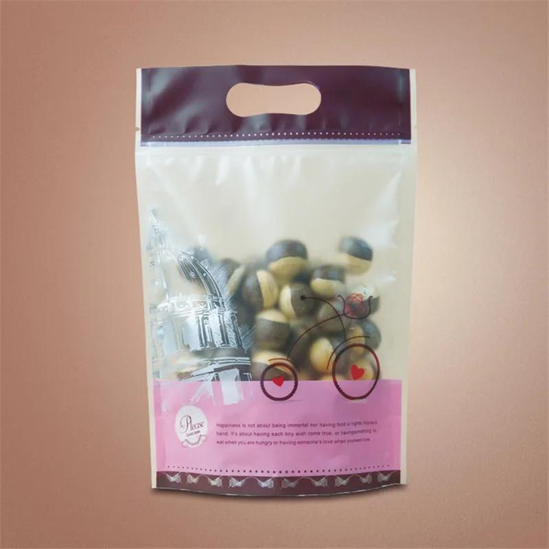 50 шт. Пластиковые упаковочные пакеты для нуги, печенья, снеков, обертки, самоклеящиеся, для упаковки подарков на вечеринку 15.5x6x23.5cm розовый