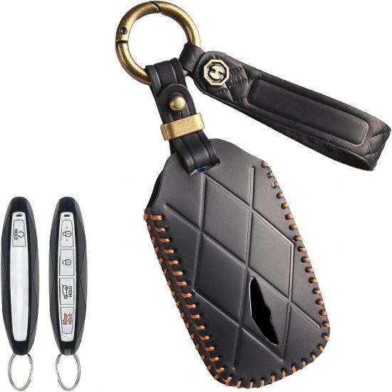 

ontto Handmade Leather Key Fob Cover Fit for Genesis GV60 GV70 GV80 GV90 G70 G80 G90 2026 2025 2024 2023 2022 2021,Antiscratched Car Key Holder 5-button-Black
