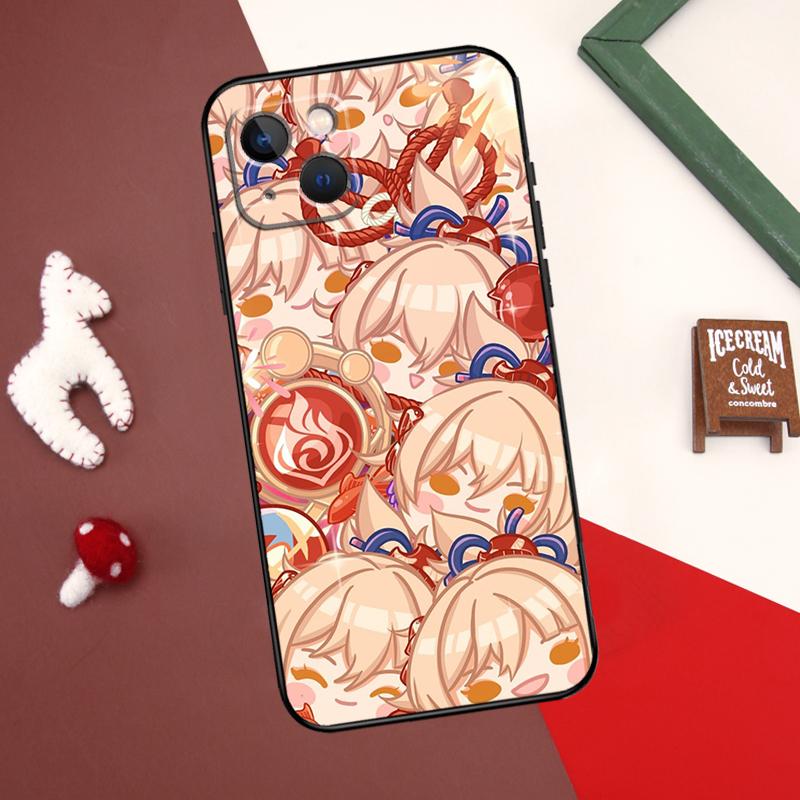 Roztomilé kreslené pouzdro na telefon Genshin Impact pro iPhone 11 12 13 14 15 Pro Max Mini Cover pro iPhone XR X XS Max 7 8 Plus SE 2020