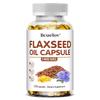 Cápsulas de Aceite de Linaza Bcuelov 1400mg Aceite de Linaza Prensado en Frío Rico en Omega-3/6/9 y Vitamina E Ayuda con la Salud Cardiovascular