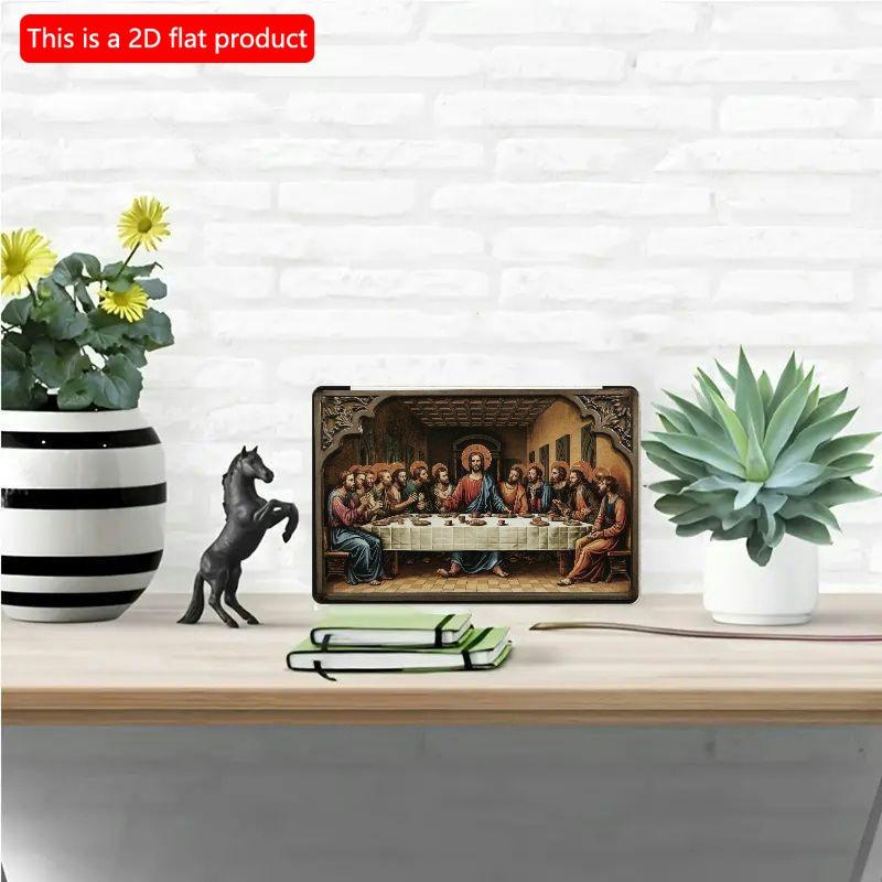 

2d Flat 30*20m, Religious themed Wooden Wall Art: The Last Supper Scene, for Christian Decor, Wooden Material, for Home, Kitchen, Garden, Bedroom, Bar 30*20cm