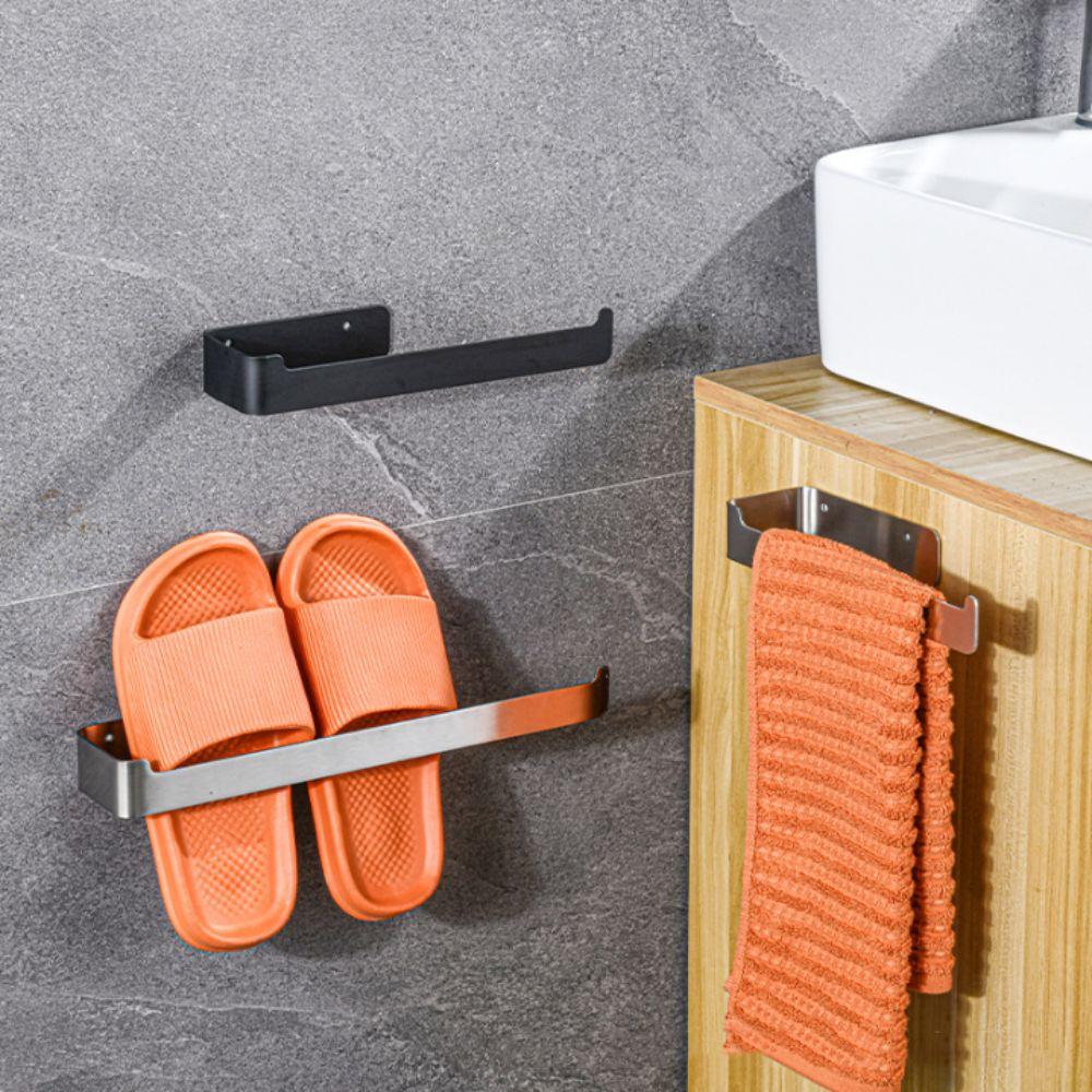 Self Adhesive Towel Holder Black Finish Towel Rail Toothbrush Holder Towel Hanger  Kitchen Use