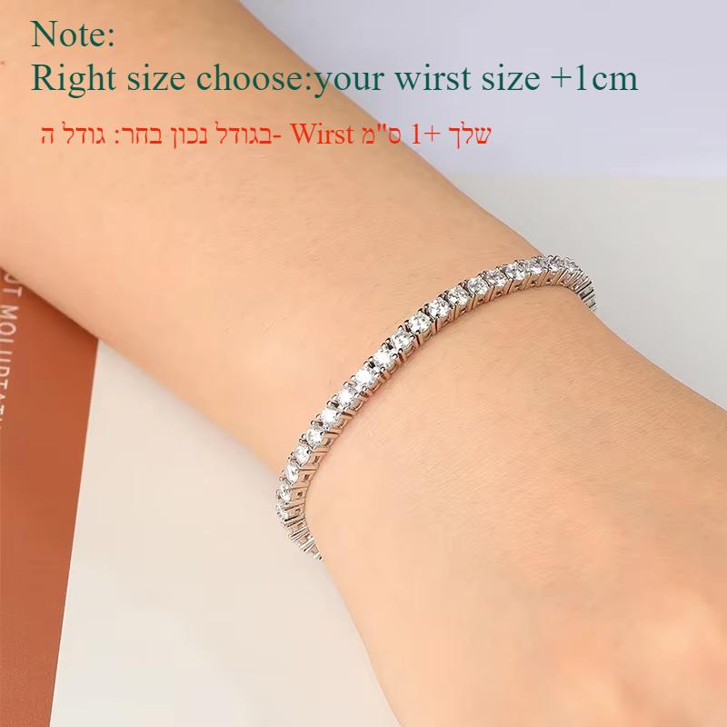 Smyoue 2-6.5mm Real Moissanite Tennis Bracelet for Women Christmas Gift Platinum Plated 100% 925 Silver Wedding Jewelry