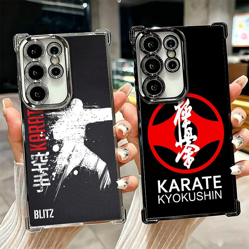 Karate Oyama Kyokushin Plating Phone Case For Samsung Galaxy S24 S25 FE S26 Edge S23 Ultra S22 S21 Plus S20 Anti-Fall Airabag Co