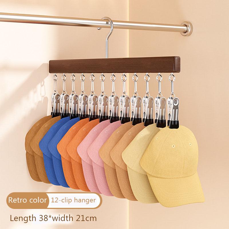 Solid Wood Stainless Steel Pants Clip Seamless Belt Clip Dormitory Wardrobe Skirt Scarf Pants Home Hanger Storage Artifact
