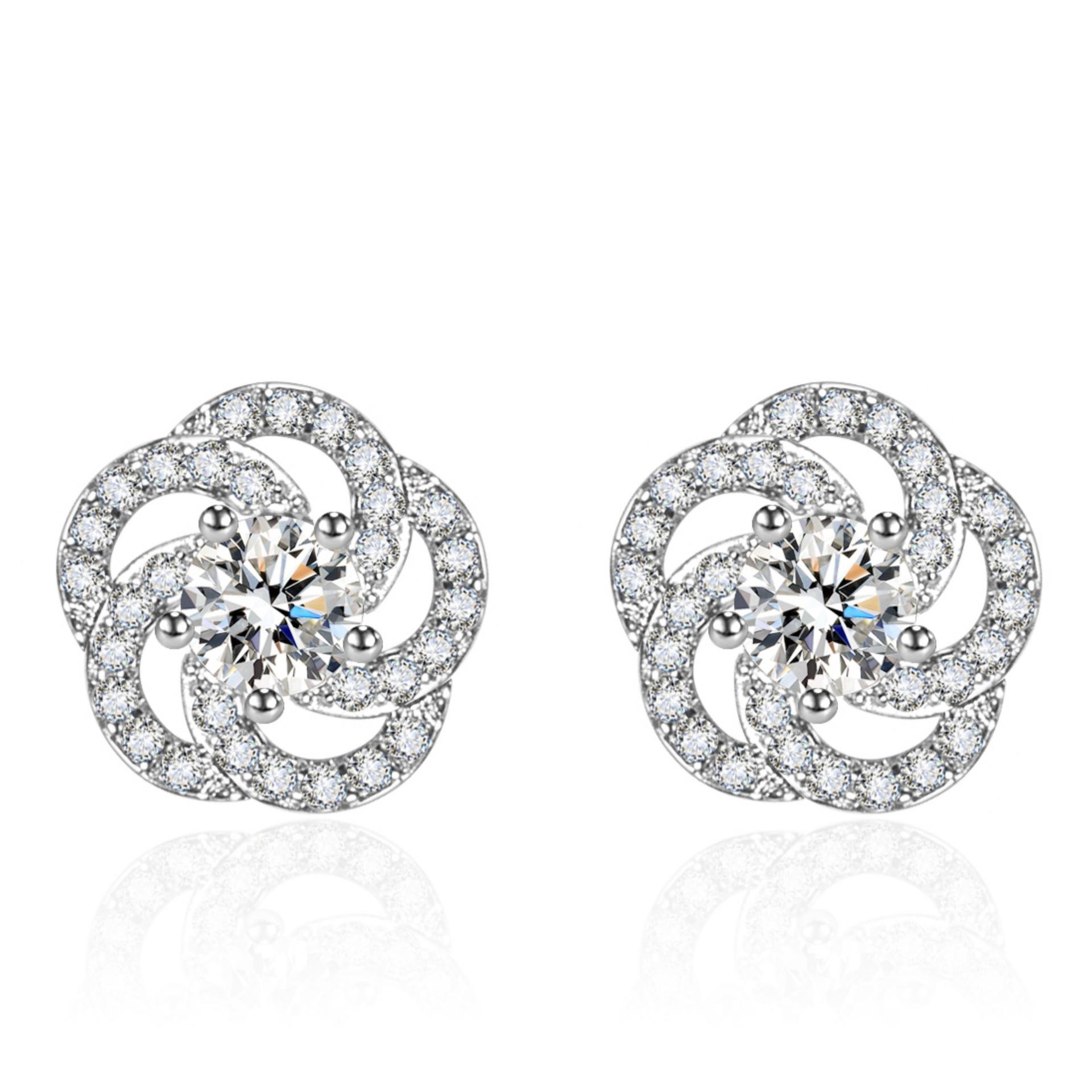 Серьги-гвоздики с розовыми бриллиантами и блеском в стиле Меган Маркл Серьги-гвоздики в оправе из стерлингового серебра 925 пробы