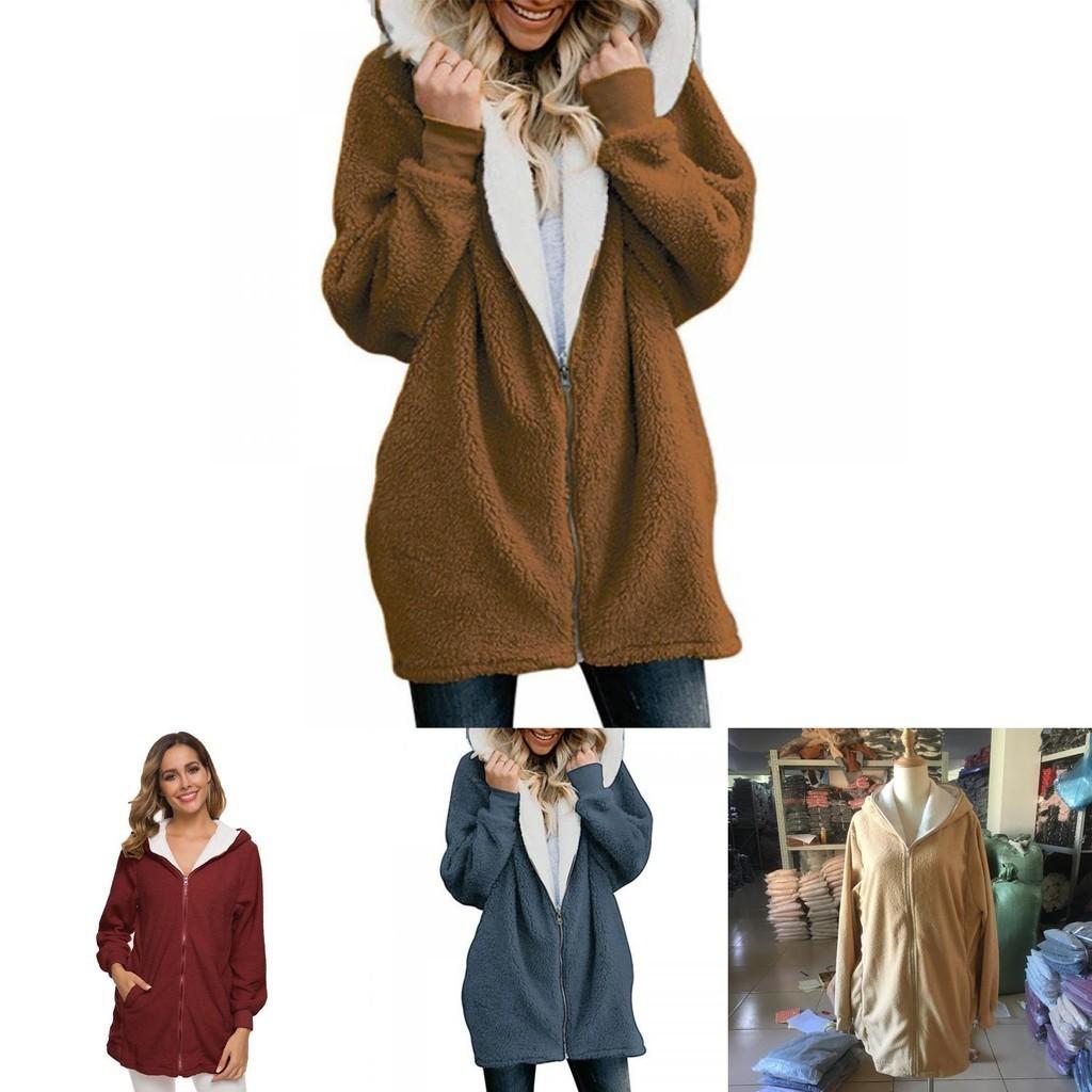 Gemütlicher Damen Teddybär Flauschiger Mantel Kapuzenjacke aus Kunstfleece Oberbekleidung für ultimativen Komfort
