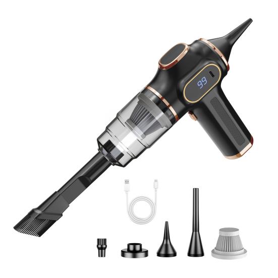 3 In 1 Cordless Handheld Vacuum, 80W Car Vacuum Cleaner with Inflator Blower, USB C Rechargeable, Lightweight Vacuum for Car Home Office Pet Hair