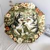 Husky and Grass pattern, automatic folding umbrella, portable and foldable design, 8 ribs, a Christmas or birthday gift.