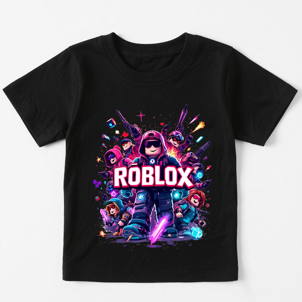 Roblox Game Print Kids Cotton Tshirt for Boys Girls Short Sleeve Tops Childrens Graphic Tee Casual Playwear