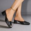 2026 Summer Women's Mule Sandals Peep-Toe Heel Slides Black White Dress Shoes Square Heels 5cm Plus Size 42