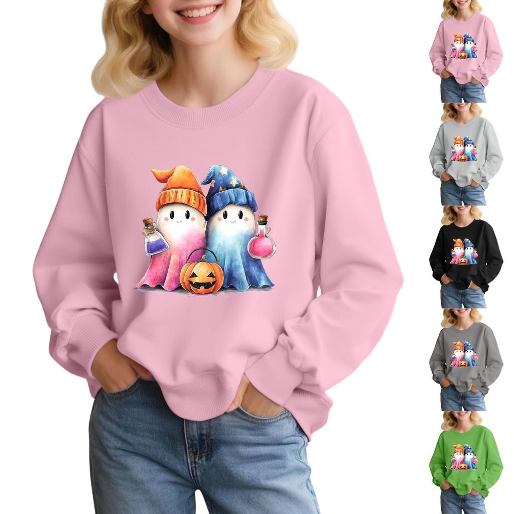 Children's Fashion Loose-fitting Casual Halloween Long-sleeved Printed Round Neck Sweatshirt