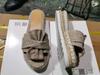 2025 Summer Women's Bow Beach Wedge Sandals - European/American Style, Thick Sole, Hemp Rope, Large Size