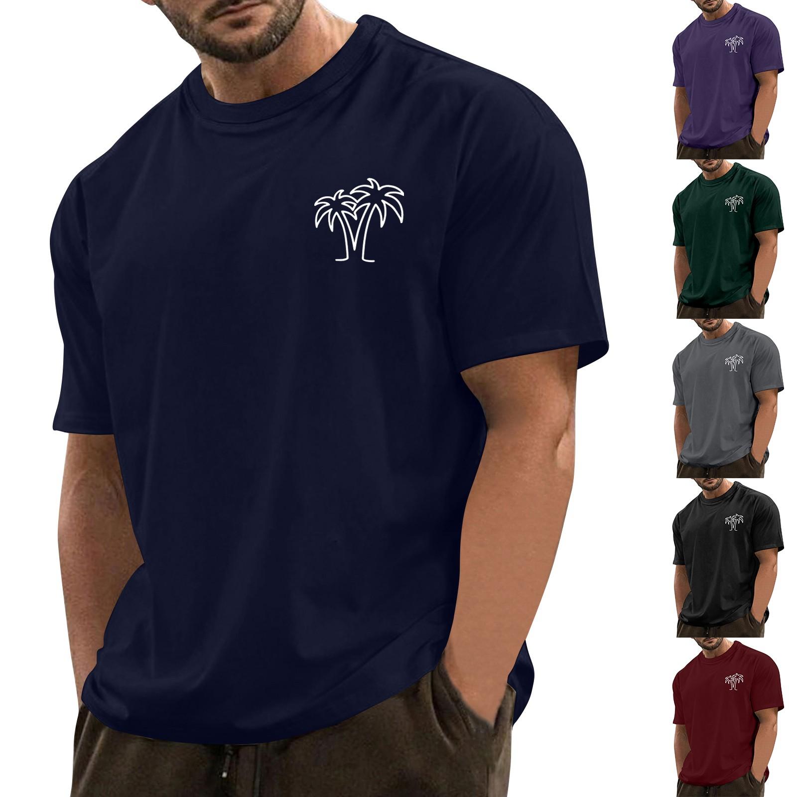 

Мужская модная повседневная футболка с круглым вырезом и короткими рукавами с гавайским принтом L