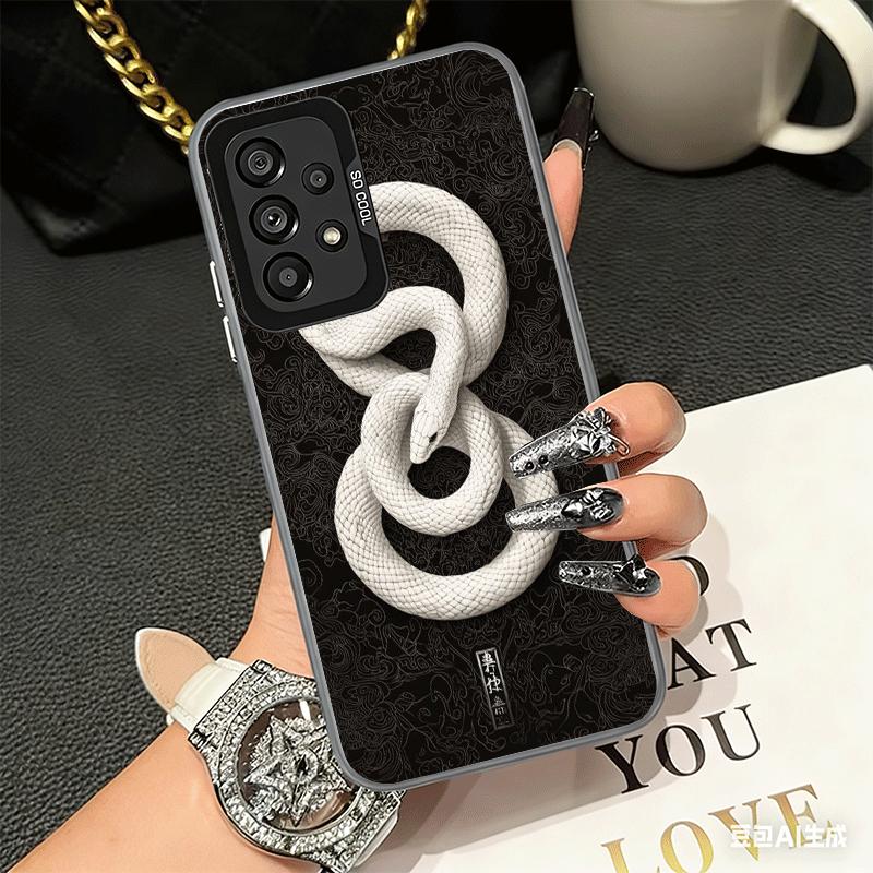Black Snake Doodle Shockproof Phone Case for Samsung A17 A16 A15 A14 A37 A57 A36 A56 A26 A35 A55 A25 A34 A54 A24 A13 A23 A33 A53