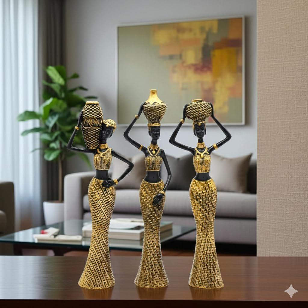 Vibrant Beautiful Finish Uniquely Hand Crafted Home Decor African Tribal Women Art Piece