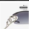 Rimless Gradient Snake Shaped Mirror Leg Sunglasses Oversized Y2k Trendy Wrap Around Punk Technological Goggles Shades Women2