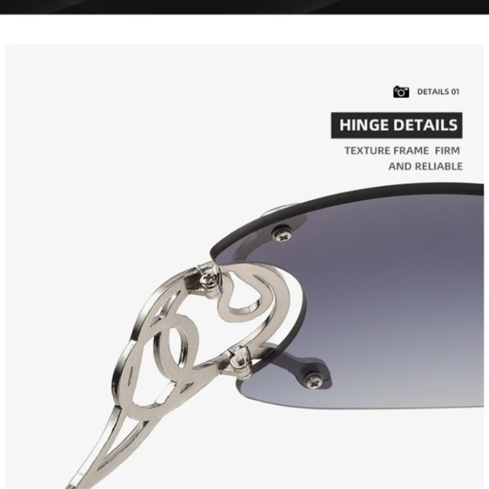 Rimless Gradient Snake Shaped Mirror Leg Sunglasses Oversized Y2k Trendy Wrap Around Punk Technological Goggles Shades Women2