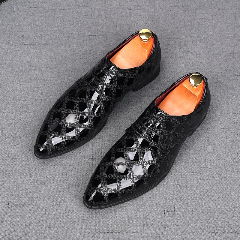 Fashion Luxury Designer Men Charm Pointed Toe Lace Up Casual Shoes Male Flats Homecoming Wedding Dress Prom Zapatillas Hombre