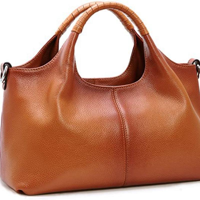 Iswee Vintage Leather Shoulder Bag For Women - Soft Genuine Leather Tote, Bucket Purse For Everyday & Work