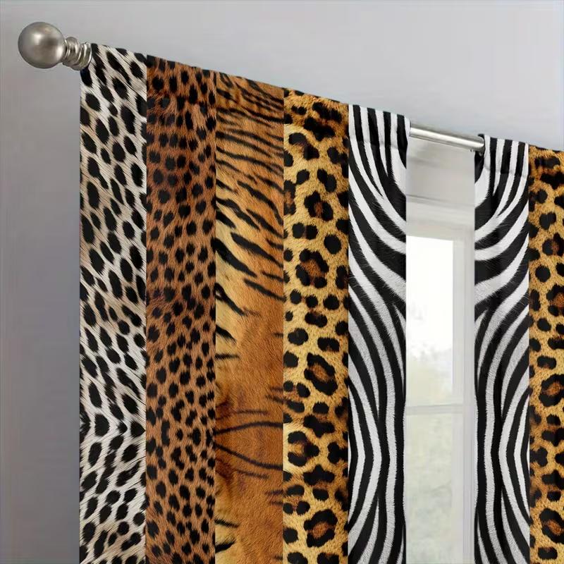 Set Of 2 Leopard Print Curtains Suitable Bedroom Living Room Kitchen Decoration Home Window Made Polyester Great Treatment