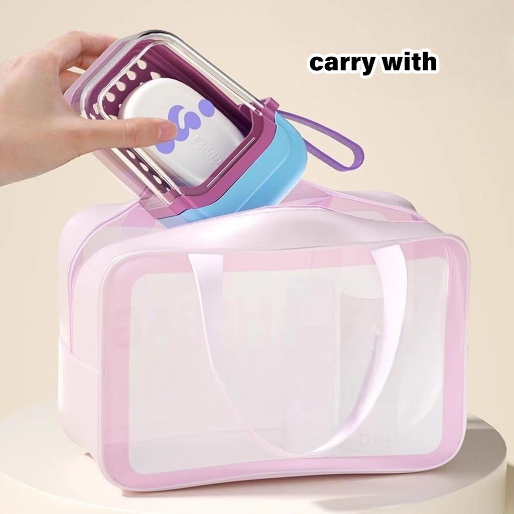 Mini Travel Soap Case Leak Proof Double Layer Design With Drainage For Camping Gym Portable Bathroom Essentials