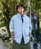 Peullukeu Pocket Logo Denim Shirt Light Blue Fls213