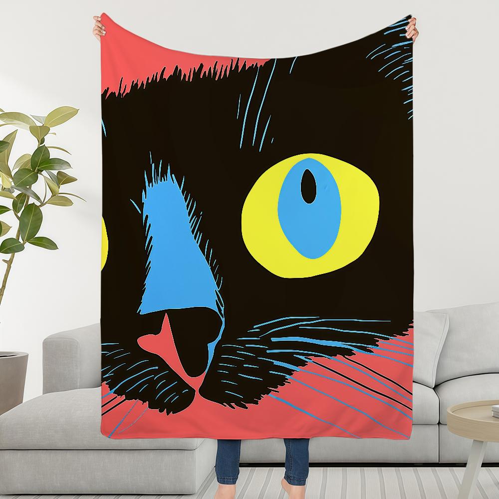 Blanket Throw Super Cosy Cool Plush Living Room Sofa Cat Art Couch Childish Birthday Gifts