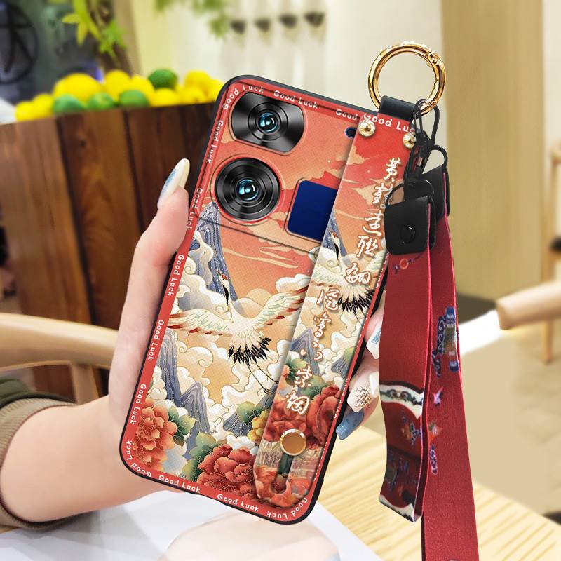Lanyard Fashion Phone Case For ZTE Nubia Z60 Ultra For Mom Shockproof Protective Anti-knock Kickstand Chinese Style Ring