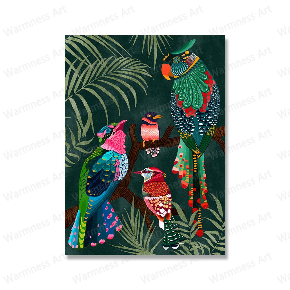 

Palm Tree Tropical Botanical Wall Art Canvas Painting Picture Ocean Jellyfish Rainbow Posters Animal Birds Prints for Home Decor No Frame 21*30cm No Frame