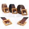 Womens Minimalist Pu Fabric Belt With Wooden Buckle For Chic Office And Casual Looks