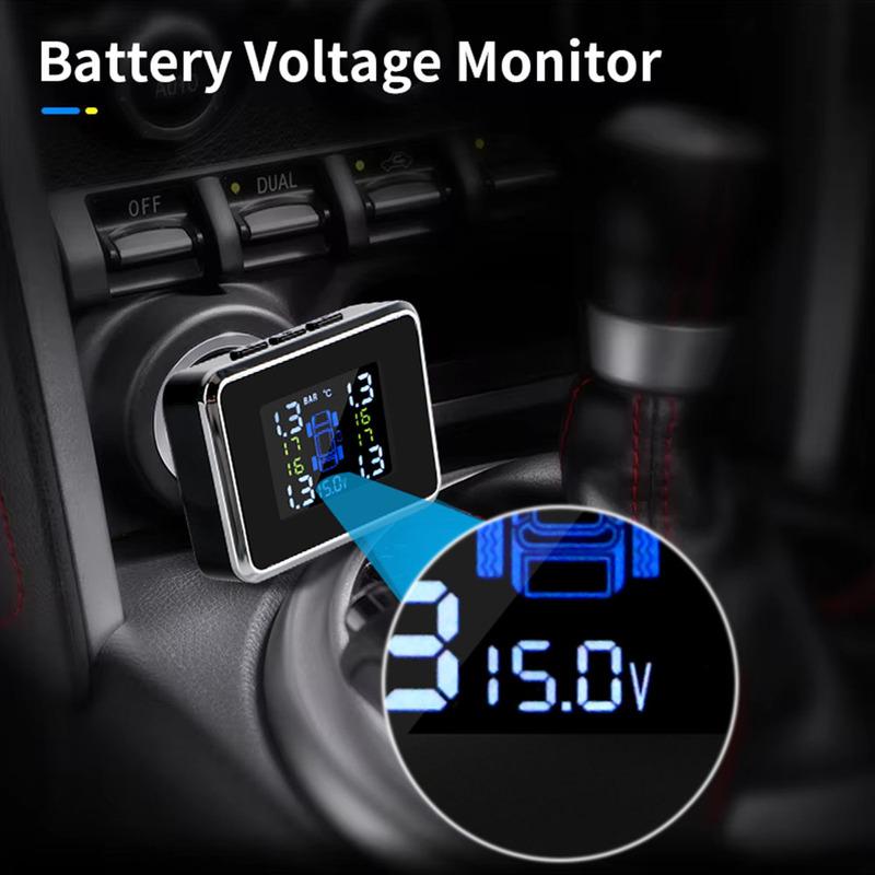 Auto TPMS LCD Digitalanzeige Reifendruckwarnsystem Auto-Sicherheitsalarm Zigarettenanzünder Drahtlose Sensoren