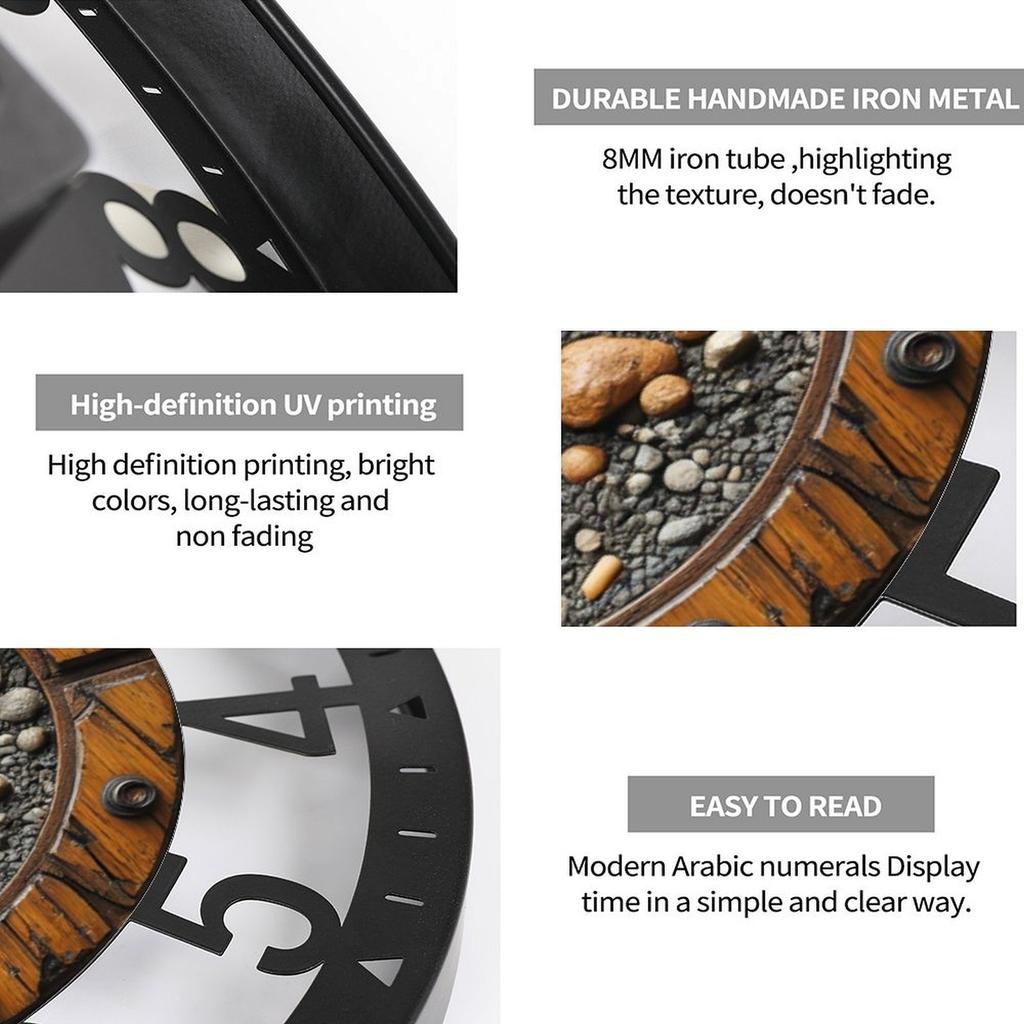 25cm Iron Wall Clock with a Abstract Artistic Metal Cut-Out Pattern