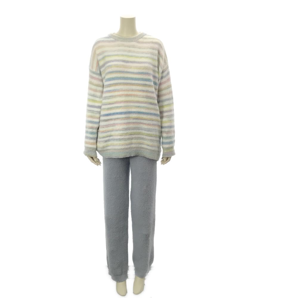 Room Cute Top and Bottom 2 Piece Pastel Free Size [RAVIR] Wear, Women's, Winter, Fluffy, Pajamas, Set, Set, Color, Border, Adults, White,