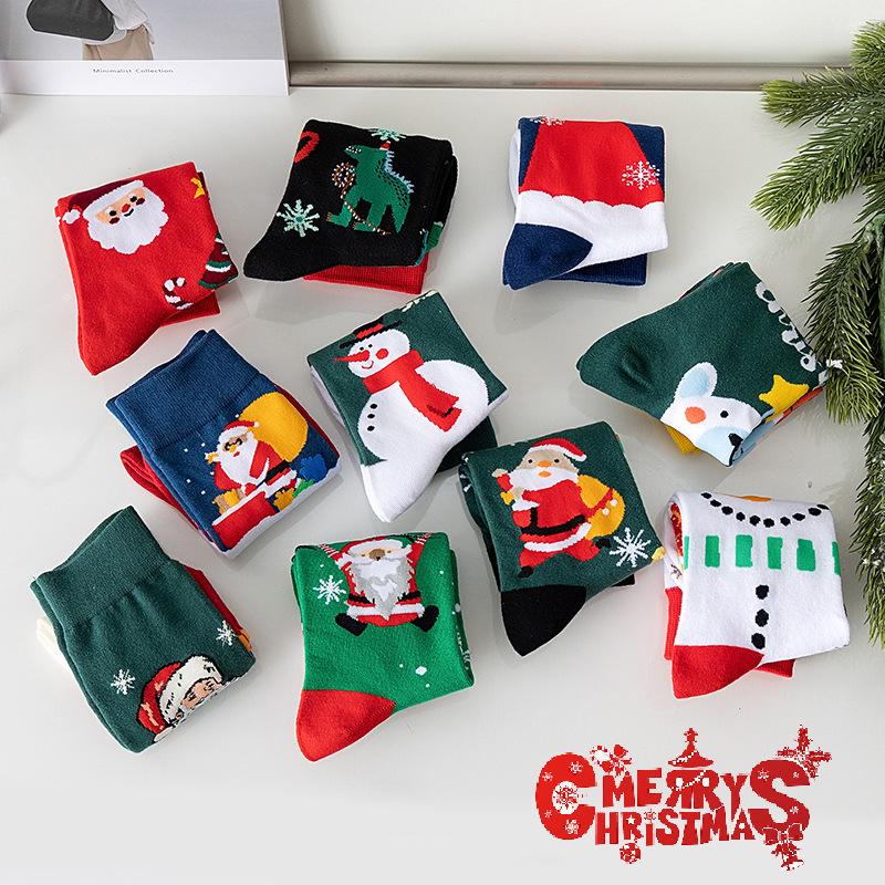 Christmas Stockings Festive Tube Socks Snowman Christmas Tree Stockings Cotton Socks