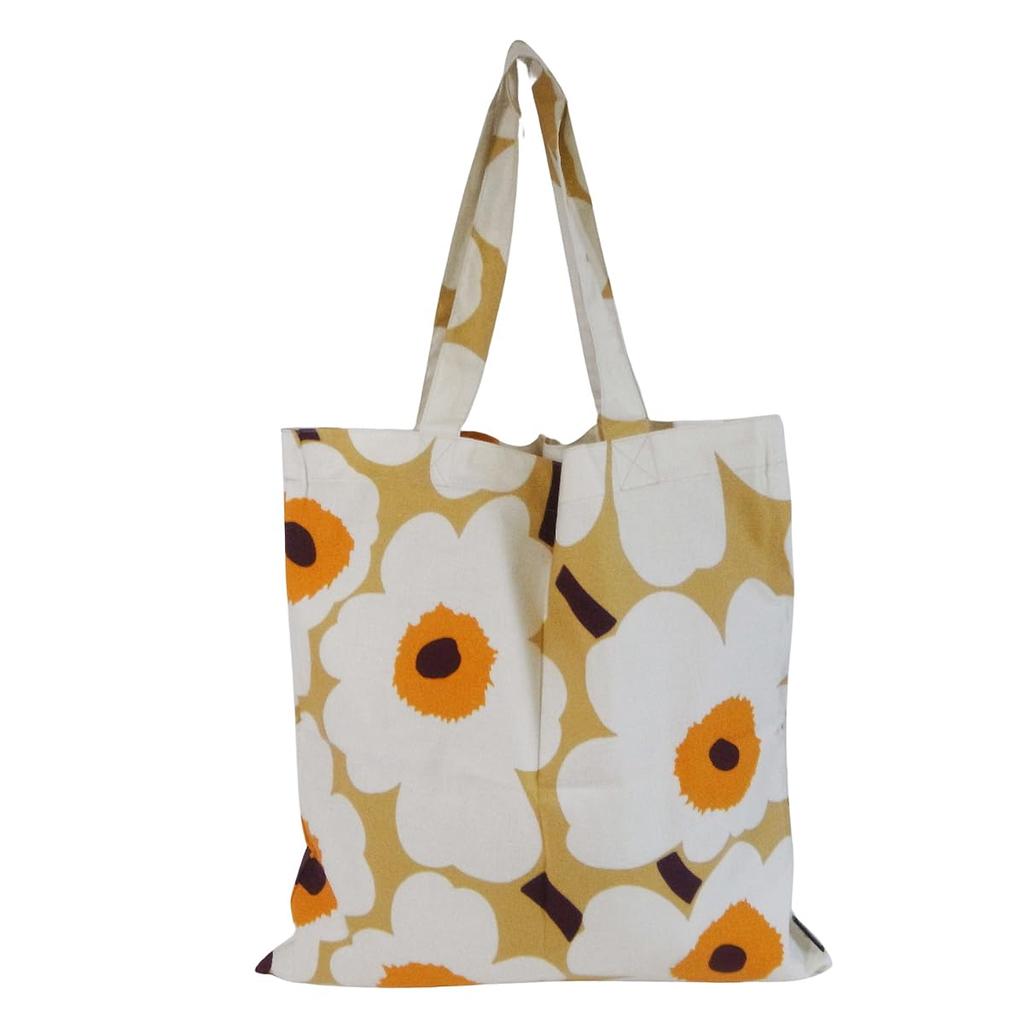 Marimekko Pieni Unikko Kassi Tote Bag, No Gusset, Eco Bag (Caramel, Cream, and Warm Orange) [Parallel Import]