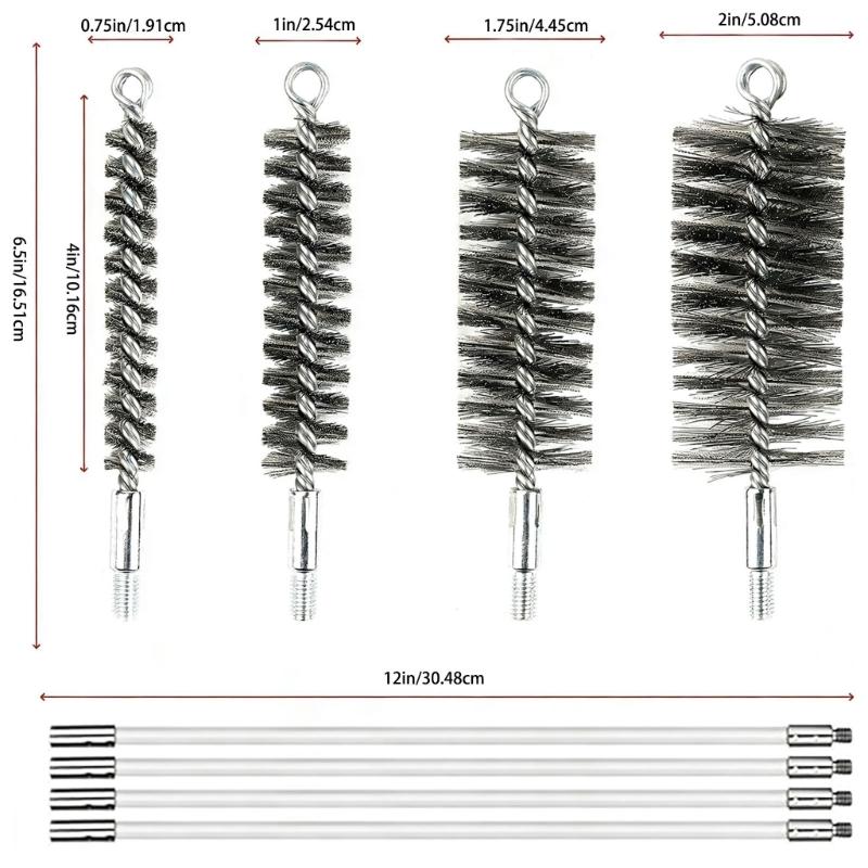 Adjustable Chimney Cleaning Brush Head Telescopic Rod For Flue Pipe Dust Removal Tasks