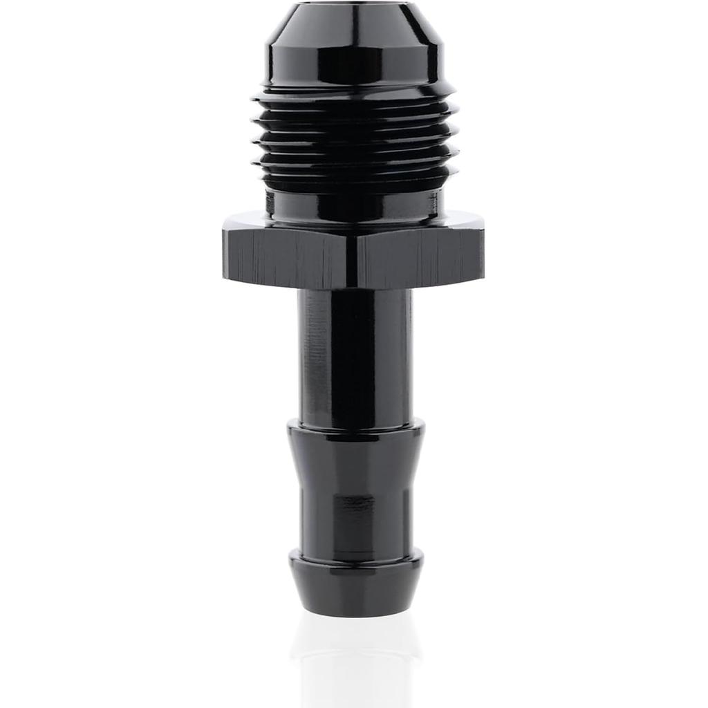 6AN männlich konisch auf 3/8 Schlauchstutzen gerader Fitting-Adapter, Aluminium gerader drehbarer Push-On Stutzen Kraftstoffleitungsfitting(Schwarz eloxiert)