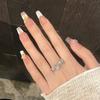French Style Seven Color Cat Eye Crystal Flower Handmade False Nails 10PCS for Women
