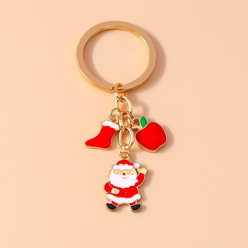New Enamel Christmas Keychain Snowman Santa Claus Key Rings for Car Key Holder Women Girl's Handbag Pendants Jewelry Gifts