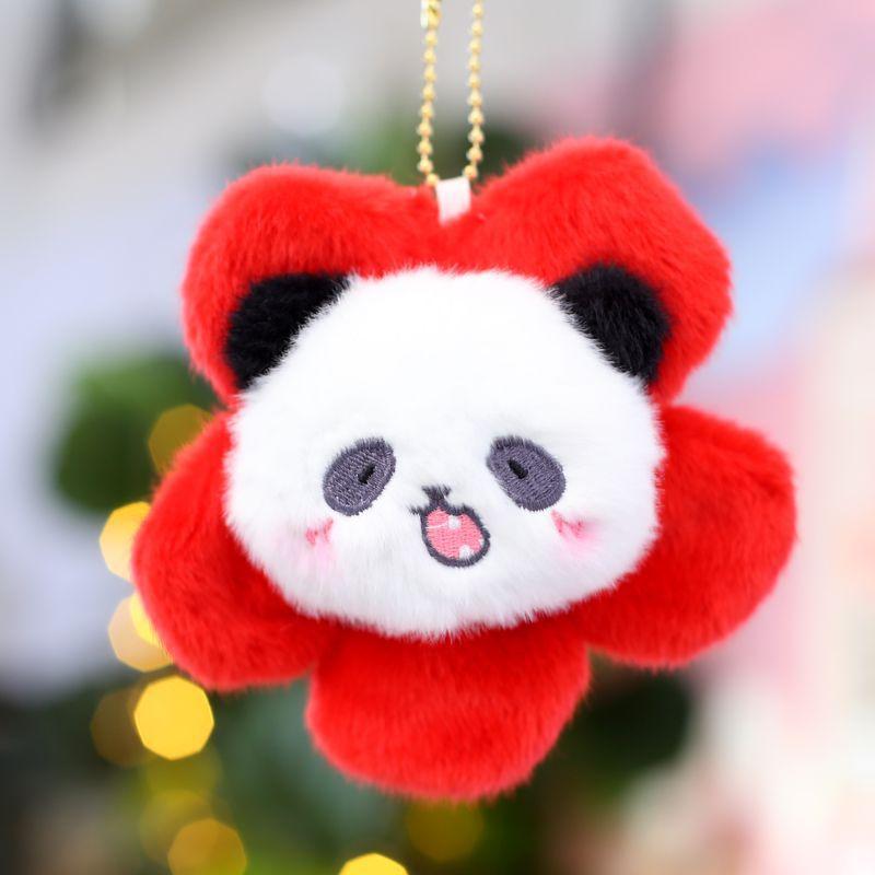 Cute Sunflower Panda Pendant Plush Toy Doll Giant Panda Bag Hanging Keychain