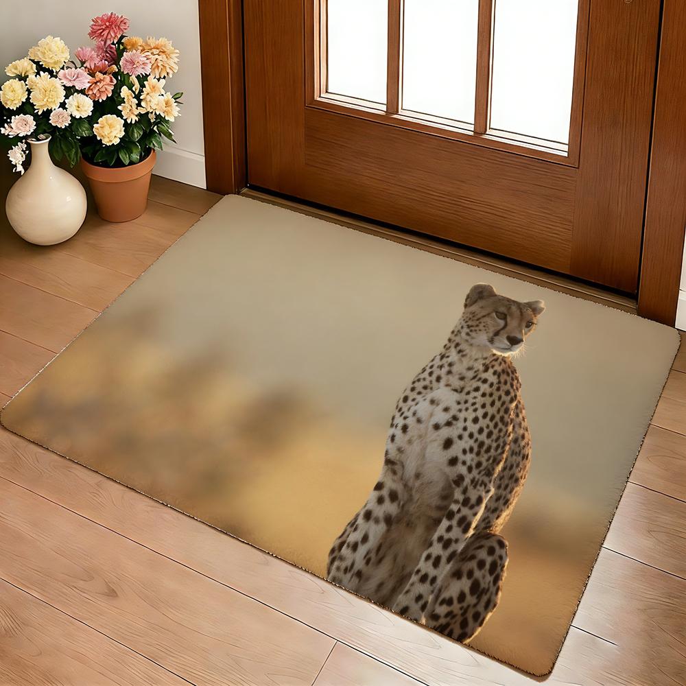 Animal Cool L-leopardS Fun Floor Mat Cozy Flannel Soft Thick Non-Slip Mat For Living Room Bedroom Kitchen Decor Rugs