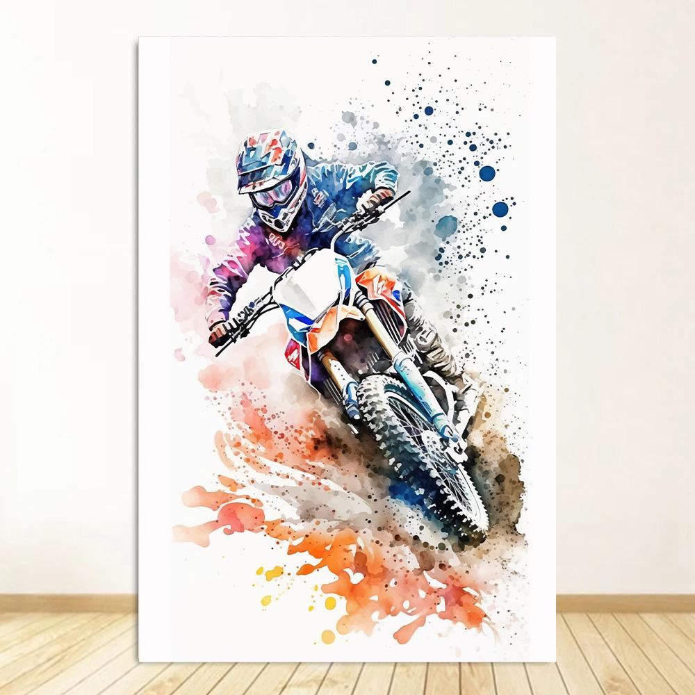 Watercolour Dirt Bike Motocross Posters Prints Canvas Painting Motorcycle Motorbike Wall Picture for Room Home Decor Biker Gift
