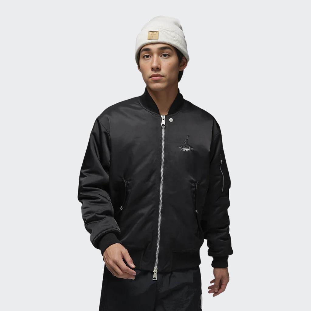 Jordan Essentials Alphabet Logo Embroidered Long Sleeve Jacket Men Outerwear Black DV7613-010