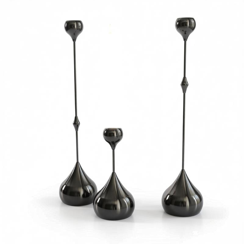 3Pcs Silver Candle Holder, Metal Candlestick Romantic Art Table Decoration For Home Dining , Wedding Photography Props