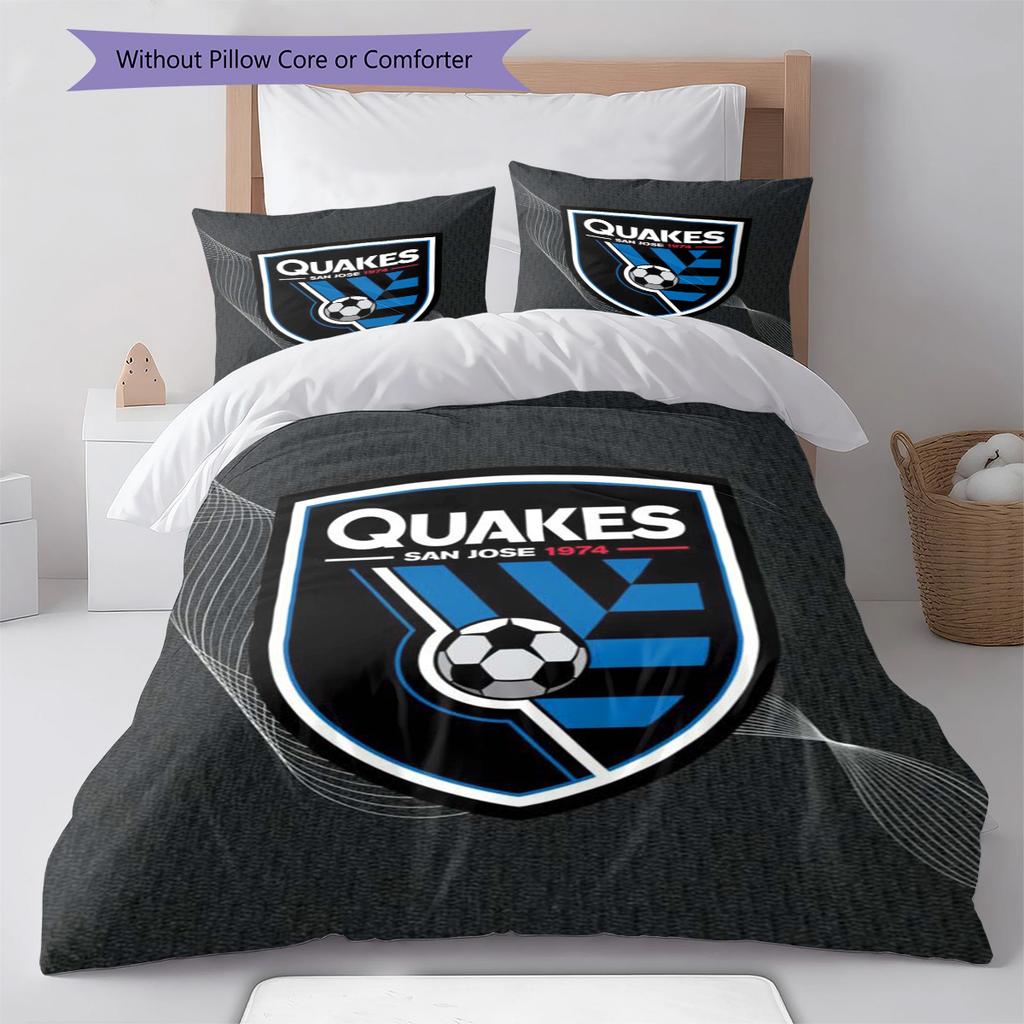 San Jose Earthquakes Pattern Bedding Set Quilt Cover Pillowcase Home Decor Gift (1 * Duvet Cover + 2 * Pillowcase, Without Core)