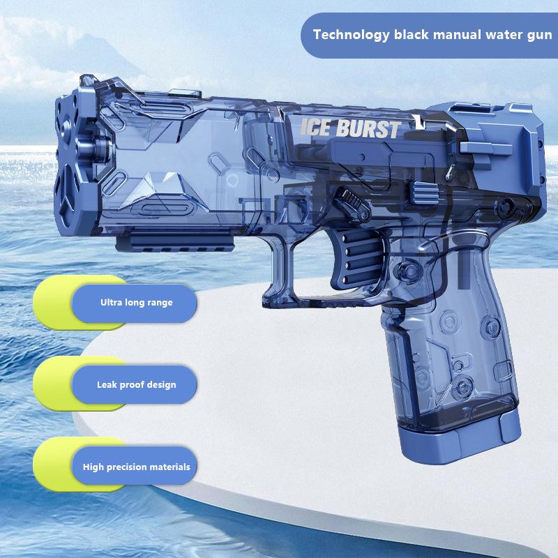 Summer Transparent Cool Outdoor Water Gun Toy Manual Burst Water Gun Automatic Back Boring Desert Eagle Pistol Water Toy Gun