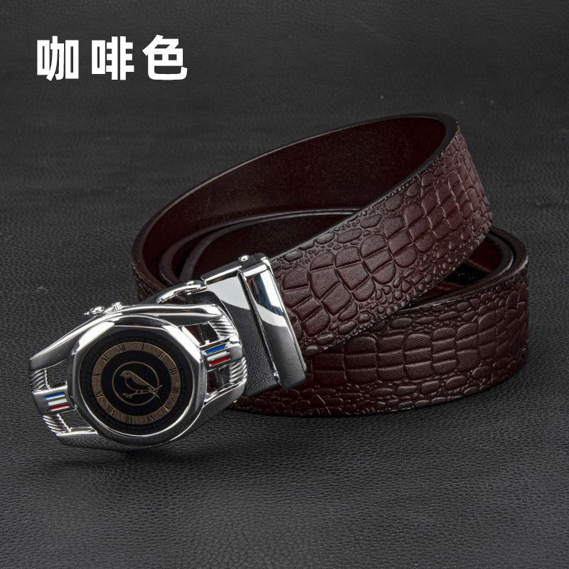 

Мужской ремень из натуральной кожи с автоматической пряжкой, первый слой из воловьей кожи с рисунком аллигатора, деловой мужской ремень 125cm