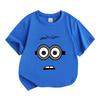 Kids Boys Girls 100% Cotton Crew Neck Short Sleeve T-Shirt Cute Surprised Cartoon Minion Face Print Casual Comfortable Lightweight Tee for Daily Wear