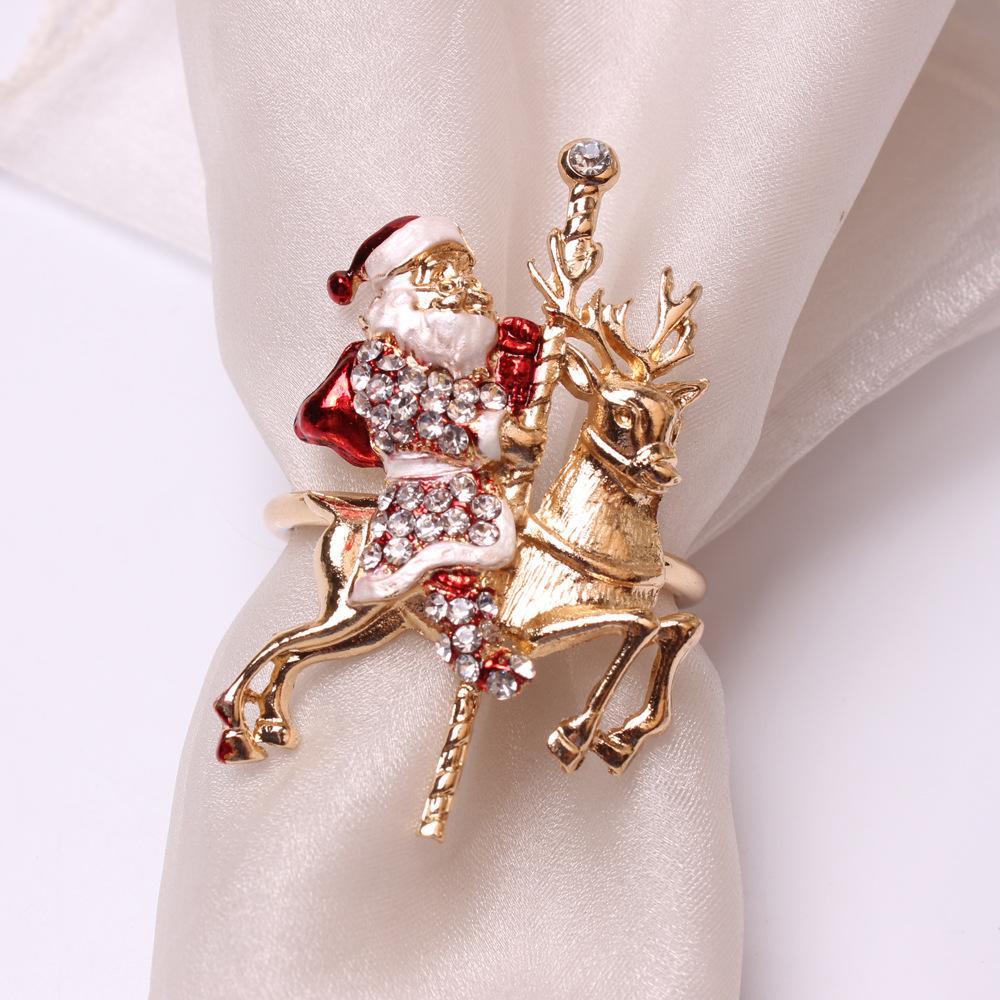 4PCS Creative Christmas Table Decoration Snow Napkin Ring Xmas Tree Tissue Buckle Boots Car Napkin Holder Holiday Home Party